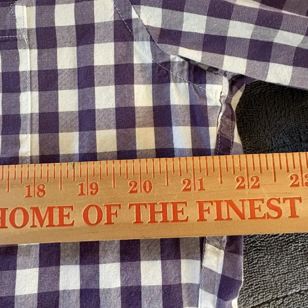 J. Crew Men’s Slim Fit Size Large Purple & White Check Long Sleeve Button Down